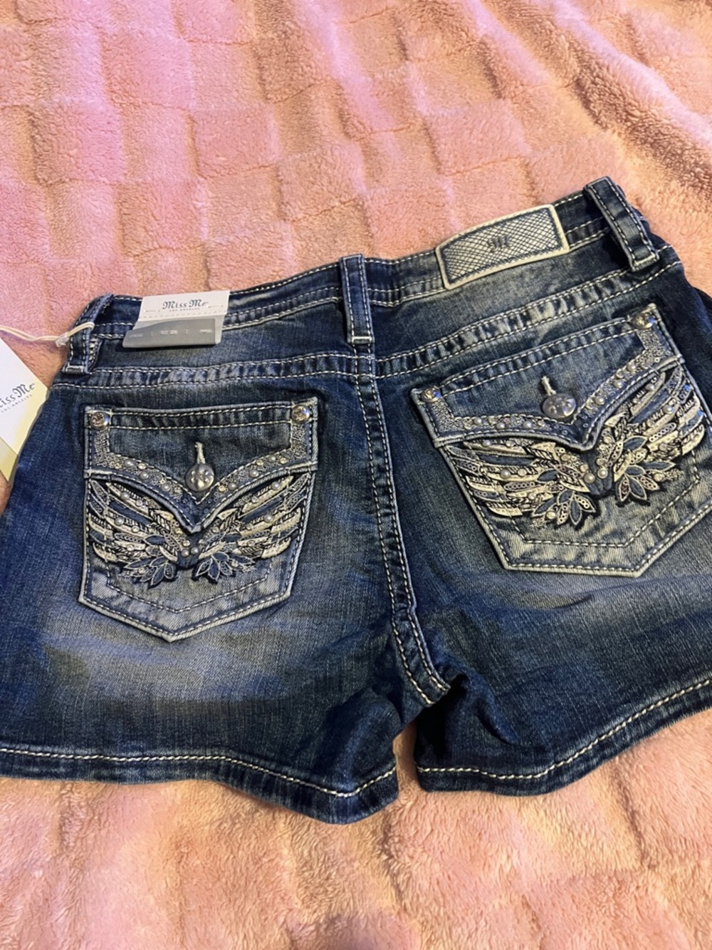 Miss Me Faded Indigo Stretch Denim Shorts - Picture 7 of 7